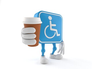 Poster - Handicapped character holding coffee cup