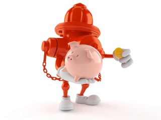 Sticker - Hydrant character holding piggy bank