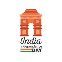 Wall Mural - gate of happy india independence day detailed style icon vector design