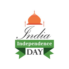 Wall Mural - temple of happy india independence day detailed style icon vector design