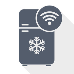 Poster - Fridge with wifi flat design vector icon