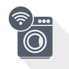 Aufkleber - Washing machine, internet, wifi flat design vector icon