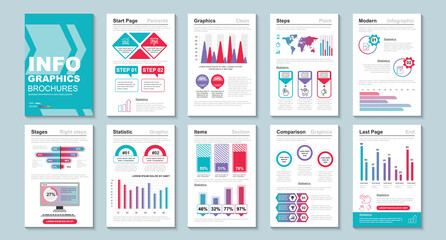 Leinwandbilder - Infographic brochures data visualization vector design template. Can be used for info graphic, resume and cv, web, print, magazine, poster, flyer, brochure, annual report, marketing, advertising.
