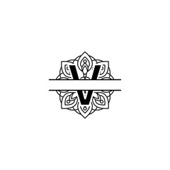 Initial v split monogram mandala vector design template illustration