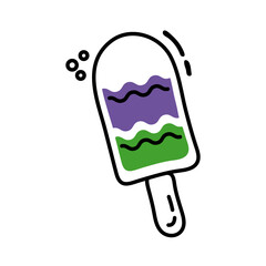 Sticker - ice cream in stick line and fill icon