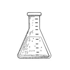 Erlenmeyer flask vector illustration draw in sketch design isolated on white background 