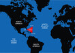 Bermuda triangle vector map, triangle marked in red
