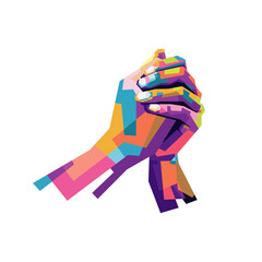 modern pop art illustration of praying hands.