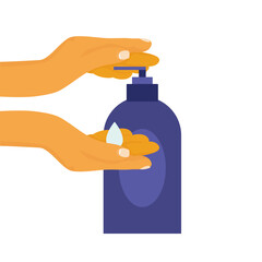 Sticker - Isolated hands washing and sanitizer bottle vector design