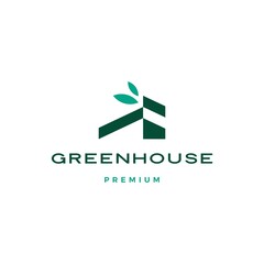 Sticker - green house leaf roof logo vector icon illustration