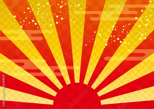 年賀状素材 初日の出の背景イラスト 金赤 Stock Vector Adobe Stock 年賀状素材 初日の出の背景イラスト 金赤 Stock Vector Adobe Stock