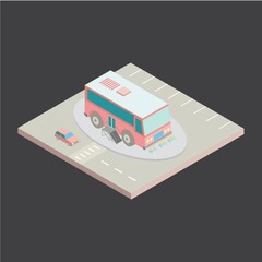 Canvas Print - Isometric bus stop