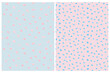 © Magdalena - Cute Abstract Spots Vector Pattern. Irregular Brush Daubs on a Light Blue and Pink Backgrounds. Lovely Pastel Color Delicate Layouts. Funny Infantile Style Design.