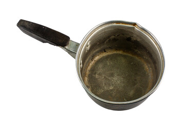 Stainless steel pot on white background