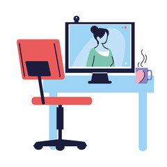 Sticker - woman on computer video call