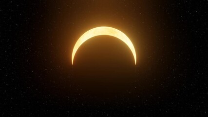 Wall Mural - representation of a solar eclipse moving vertically with a ring of fire in the center on a space bac