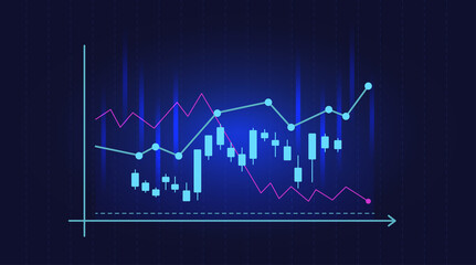 Wall Mural - forex chart backdrop with candlestick and index grid.