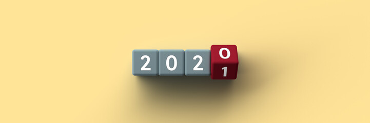 Wall Mural - 3d cubes with the years 2020-2021