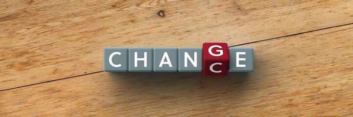 Wall Mural - 3D cubes with the word change-chance