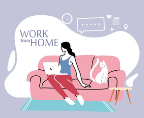 Poster - young woman working at home