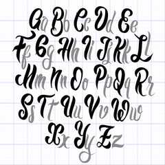 Poster -  illustrator , Brush lettering font. Illustration alphabet. Hand Drawn Illustration of Doodle