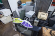 Landfill for used household appliances. Electrical waste for recycling
