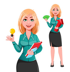 Wall Mural - Blond businesswoman cartoon character