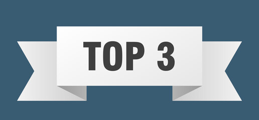 Wall Mural - top 3 ribbon. top 3 isolated band sign. top 3 banner