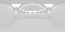 White Empty Room With Square Embedded Ceiling Lamps HDRI Map