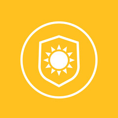 Sticker - UV protection icon in circle, sun and shield