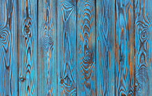 Blue Wooden Planks Background, Old And Grunge Blue Colored Wood Texture