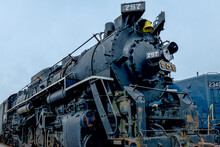 Detailed Photograph Of Steam Era Locomotive. 