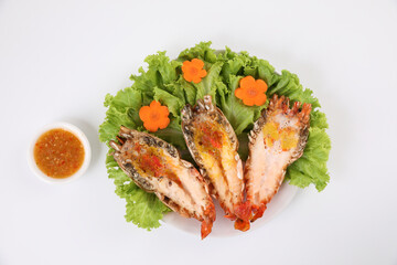 Wall Mural - Grilled prawn isolated in white background