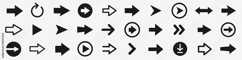 Arrow icons set. Arrow collection. Simple arrow big set. Vector illustration - obrazy, fototapety, plakaty 
