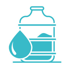 Sticker - plastic bottle and water drop nature liquid blue silhouette style icon