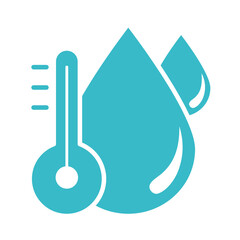 Sticker - water drops thermometer temperature nature liquid blue silhouette style icon