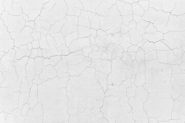 Poster - Crack white concrete wall ,Damaged Cement wall textured background