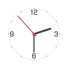 Sticker - Clock face with shadow on white background. Clock hands. Part of an analog clock or watch.