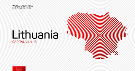 Wall Mural - abstract map of lithuania with red circle lines