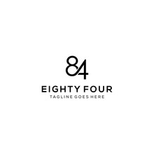 Creative Beauty Modern Minimalist Number Eighty Four Sign Logo Design Vector