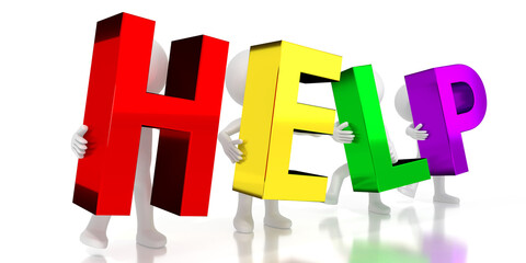 Poster - Help - colorful letters - 3D illustration