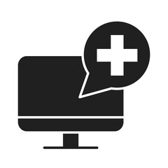 Sticker - computer medical support app healthcare hospital pictogram silhouette style icon