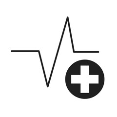 Sticker - pulse beat cross healthcare medical and hospital pictogram silhouette style icon