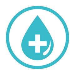 Poster - medical water drop health liquid blue silhouette style icon