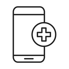 Sticker - smartphone support online healthcare medical and hospital pictogram line style icon