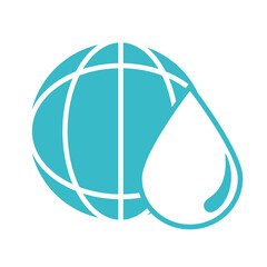 Sticker - world water drop nature liquid blue silhouette style icon