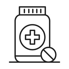 Wall Mural - prescription medicine bottle healthcare medical and hospital pictogram line style icon