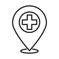 Poster - gps navigaton destinaton pin healthcare medical and hospital pictogram line style icon