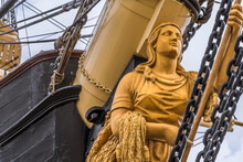 Golden Figurehead In The Bow Of The Frigate Jylland
