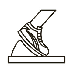 Poster - runner foot with tennis line style icon